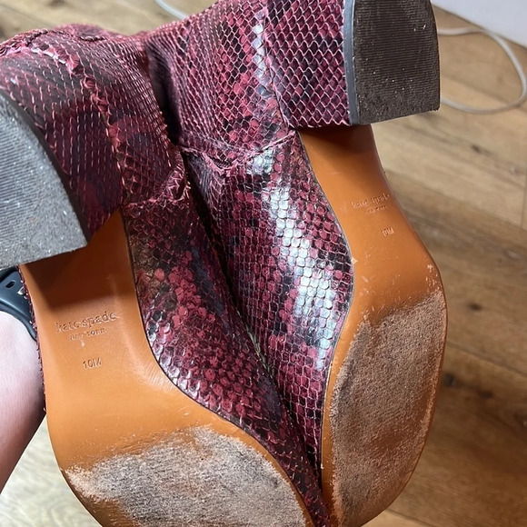 Kate Spade Lake Maroon Snake Embossed Lace Up Boots Size 10M - Picture 10 of 12